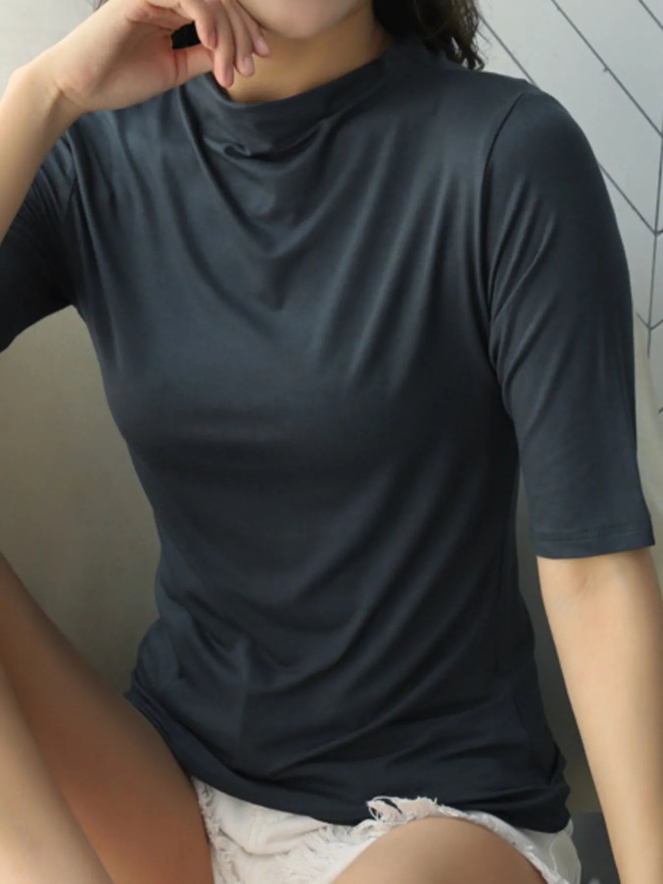 Solid Color Short Sleeve T-Shirt-Nordavory