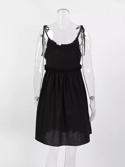 Frill Tied-Shoulder Cotton Mini Dress – image 24