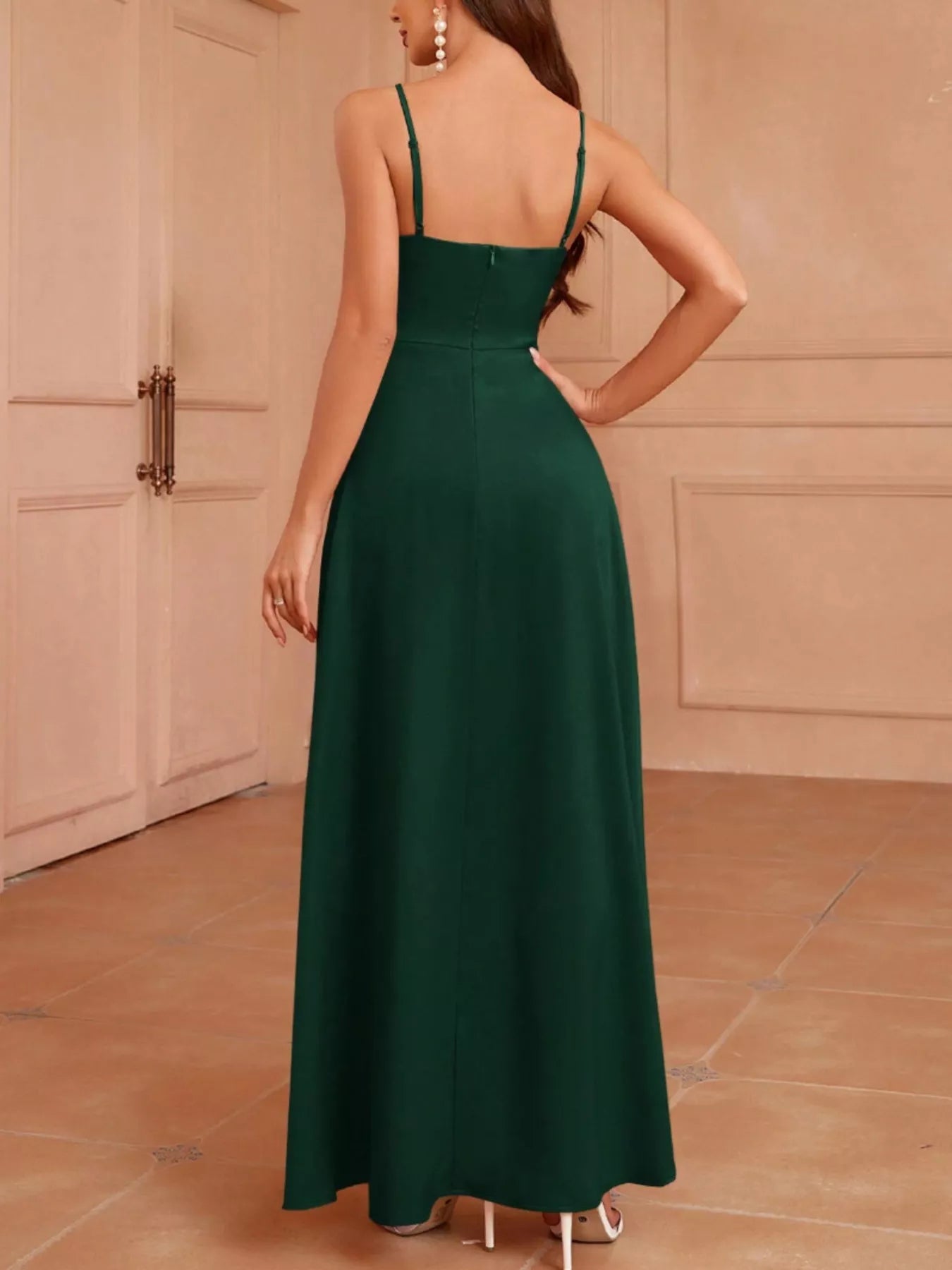 Slit Spaghetti Strap Maxi Dress-Nordavory