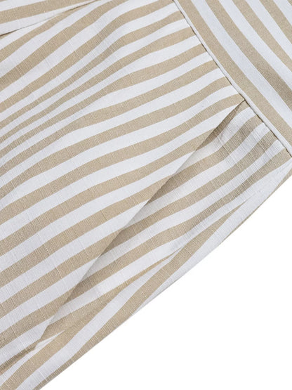 Striped Halter Neck Romper-Nordavory