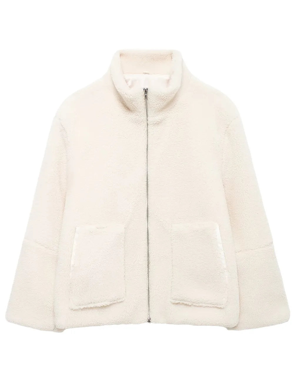 Turtleneck Zip Up Long Sleeve Plush Jacket-Nordavory