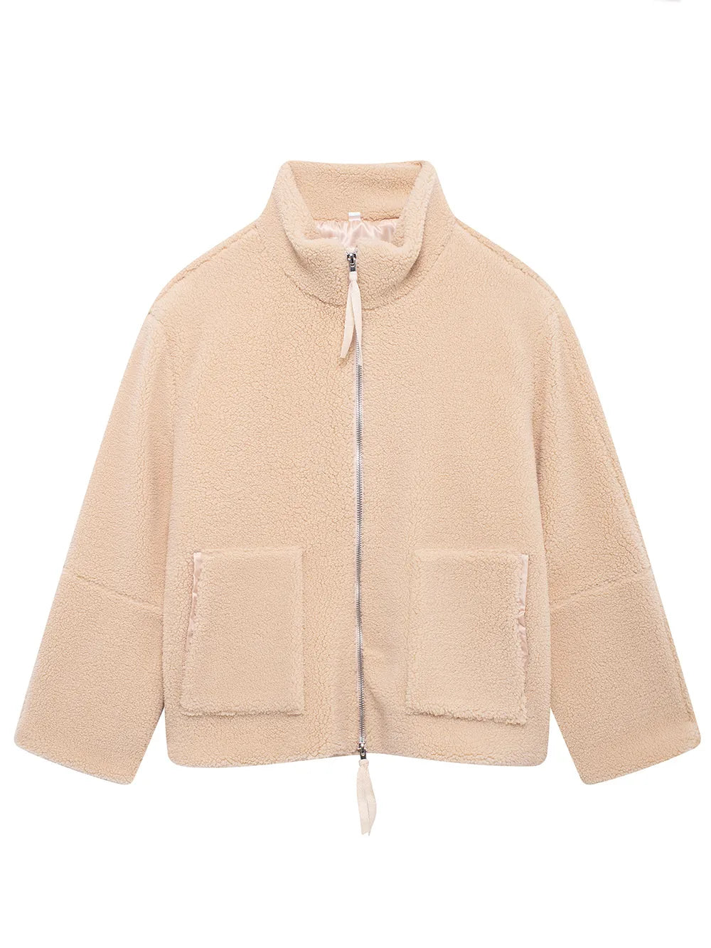 Turtleneck Zip Up Long Sleeve Plush Jacket-Nordavory
