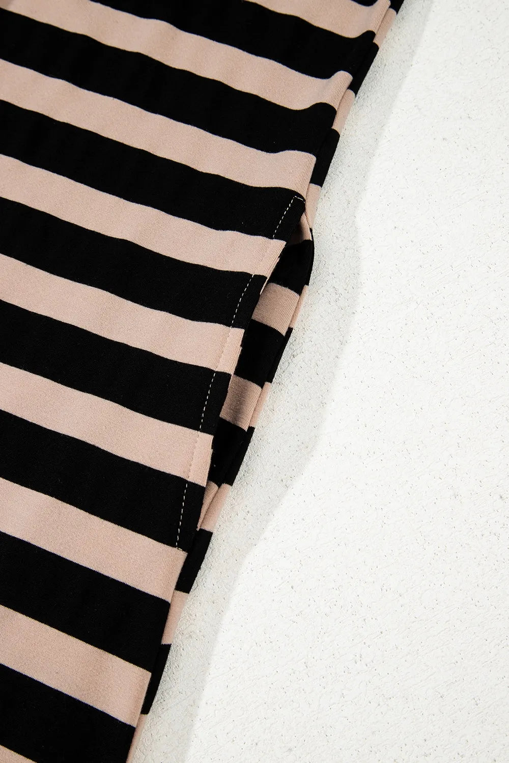 Stripe Casual Round Neck Tee Dress with Pockets-Nordavory