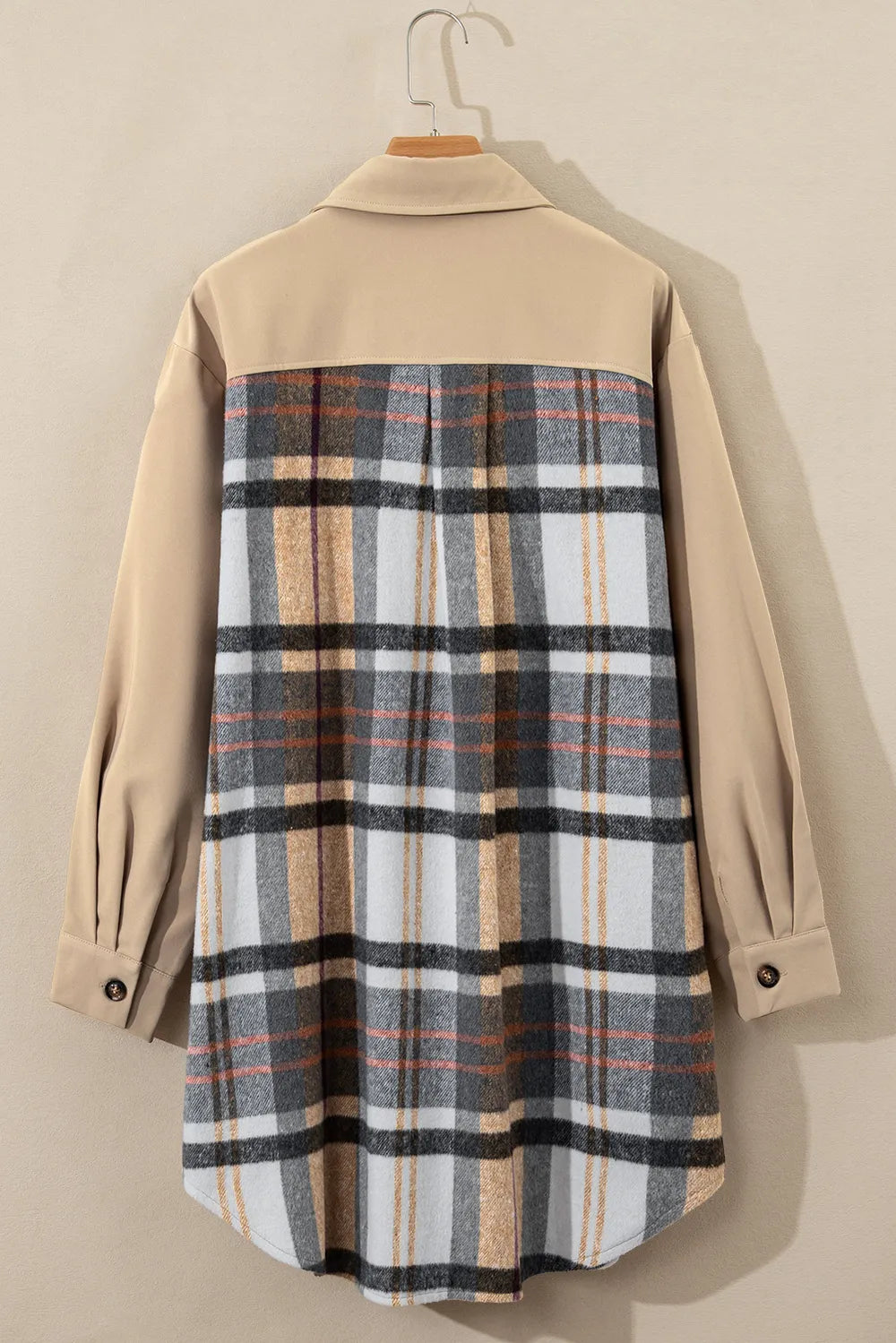 Pocketed Plaid Long Sleeve Mini Shirt Dress-Nordavory