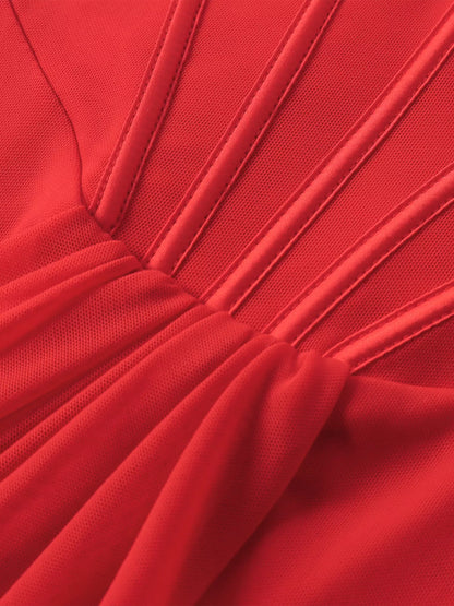 Ruched Halter Neck Mini Dress-Nordavory