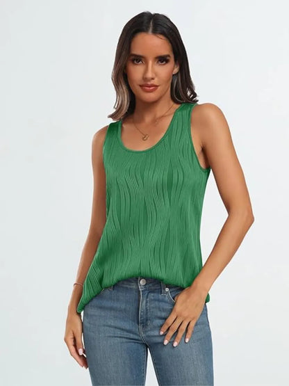Round Neck Wide Strap Tank-Nordavory