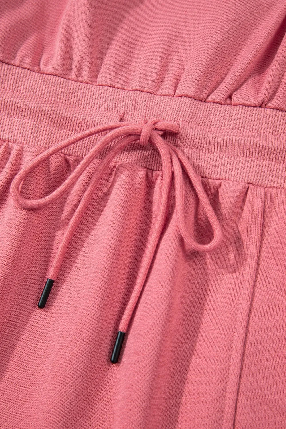 French Terry Zipped Collar Sleeveless Drawstring Waist Mini Dress-Nordavory