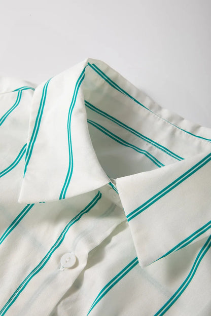 St Patricks Striped Wide Short Sleeve Shift Mini Shirt Dress-Nordavory