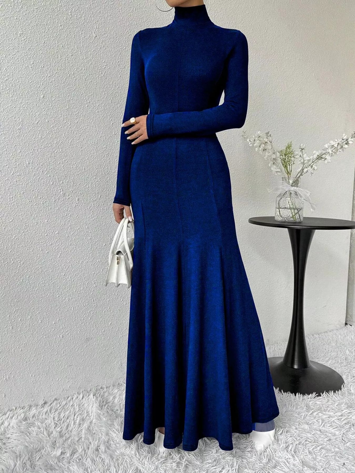 Turtleneck Long Sleeve Maxi Mermaid Dress-Nordavory