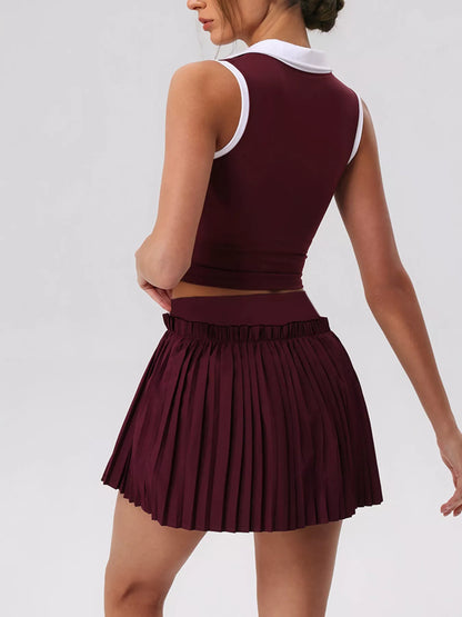 Sleeveless Top and Pleated Skirt Active Set – image 11