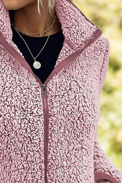 Pocketed Zip Up Turtleneck Jacket-Nordavory