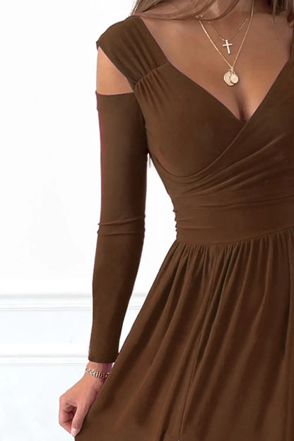 Slit Surplice Long Sleeve Maxi Dress-Nordavory