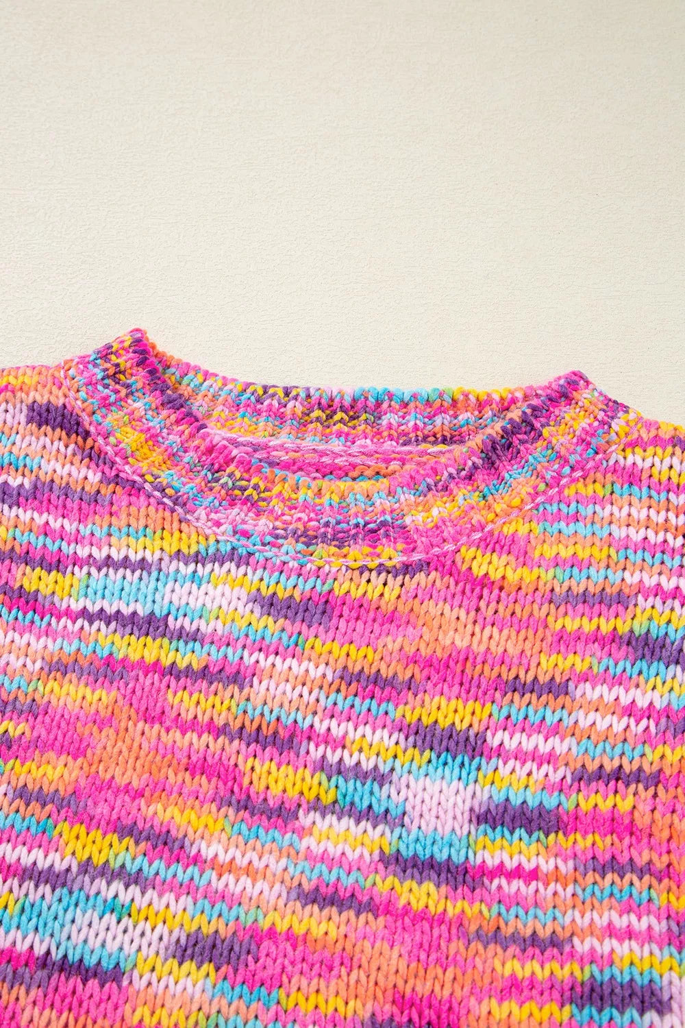 Colorful Knit Crew Neck Sweater-Nordavory
