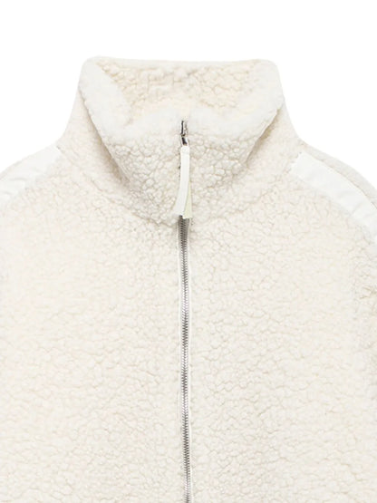 Zip Up Turtleneck Long Sleeve Plush Jacket-Nordavory