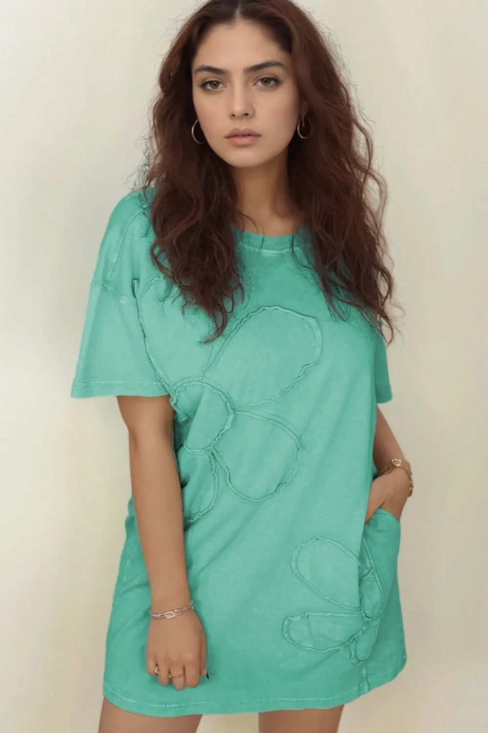 Round Neck Short Sleeve Tee Dress-Nordavory