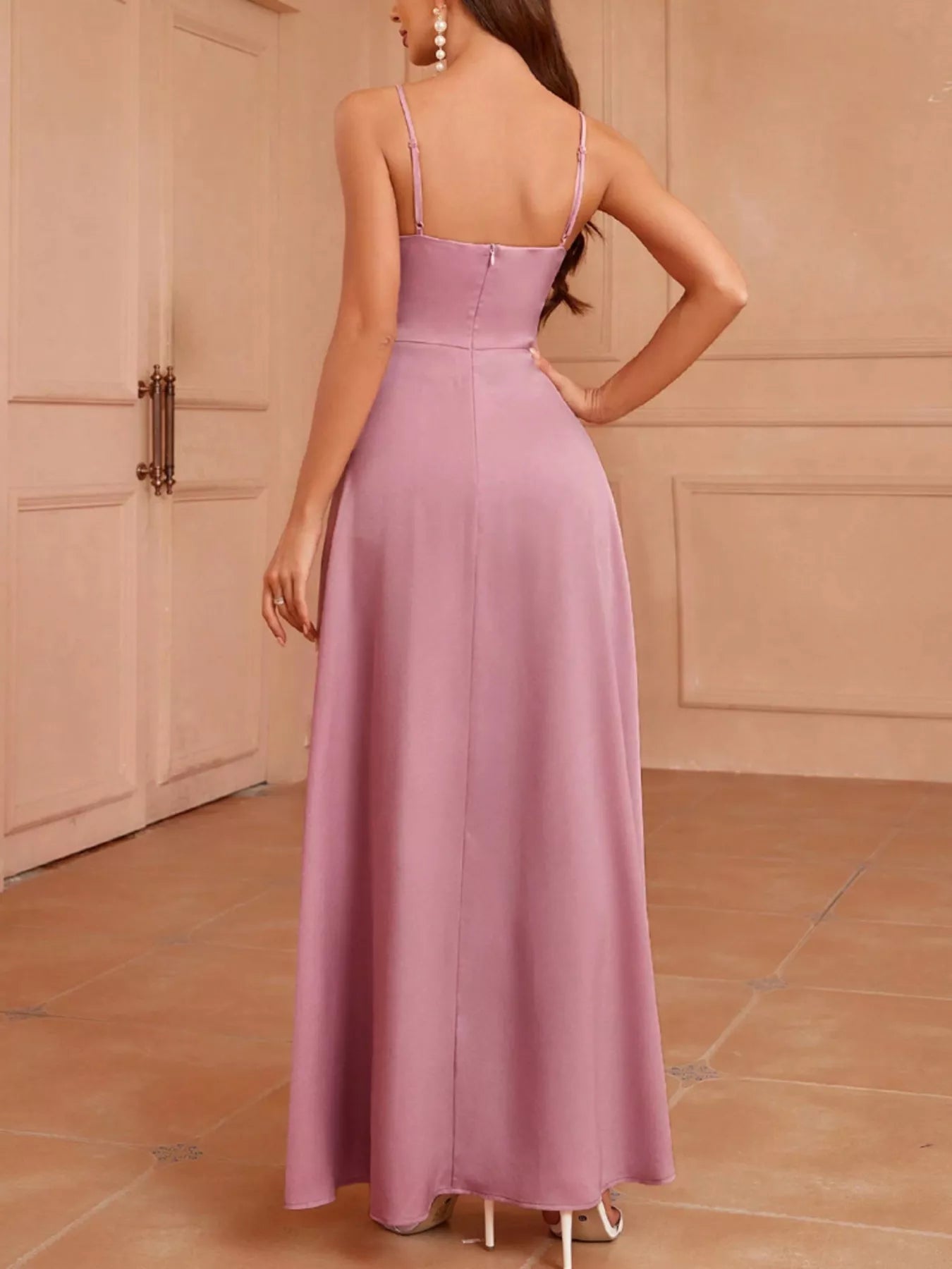 Slit Spaghetti Strap Maxi Dress-Nordavory