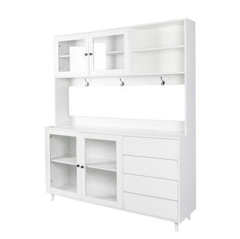 63W Large Kitchen Hutch Cabinet, Freestanding Pantry Cabinets Storage - Nordavory