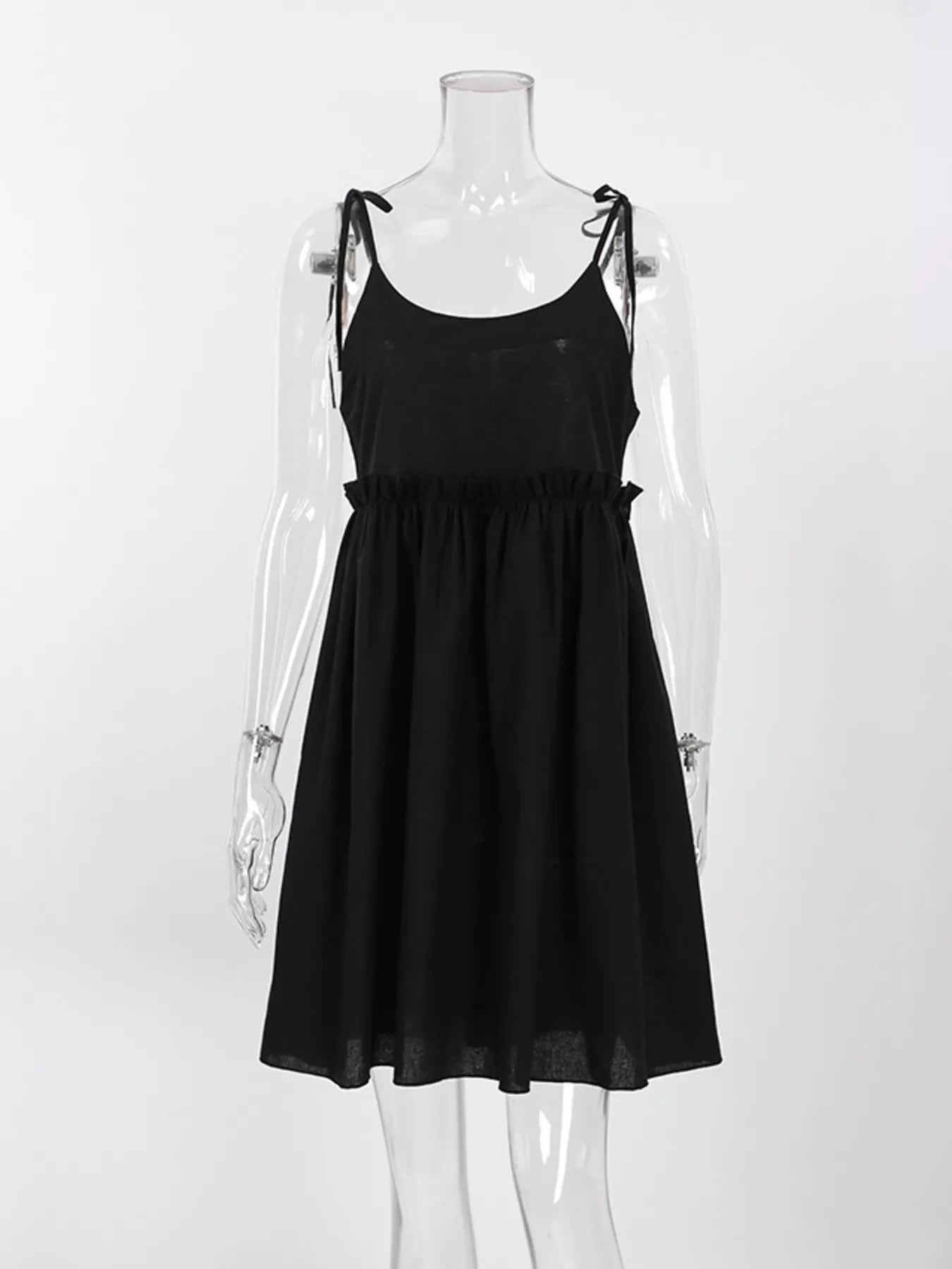 Frill Tied-Shoulder Cotton Mini Dress – image 22