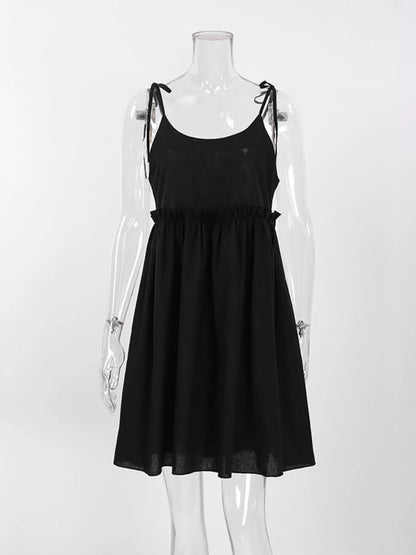 Frill Tied-Shoulder Cotton Mini Dress – image 22