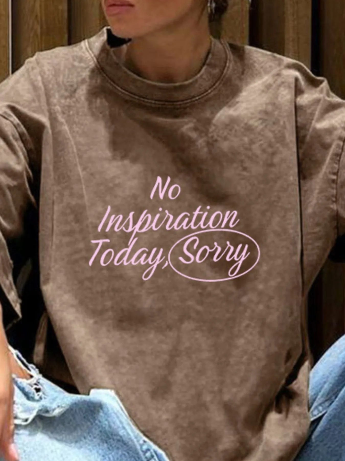 Letter Round Neck Short Sleeve T-Shirt-Nordavory
