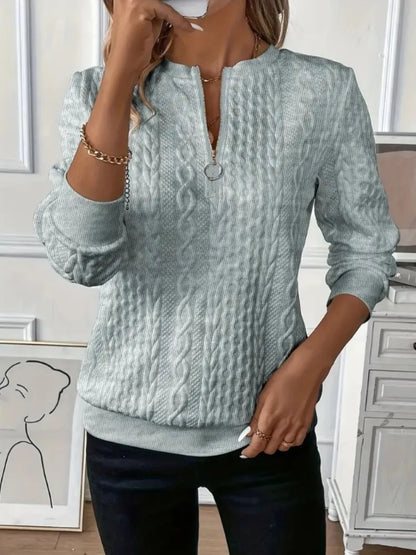 Texture Half Zip Long Sleeve Sweatshirt-Nordavory
