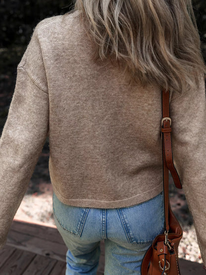 Contrast Colored Dot Detail Drop Shoulder Sweater-Nordavory