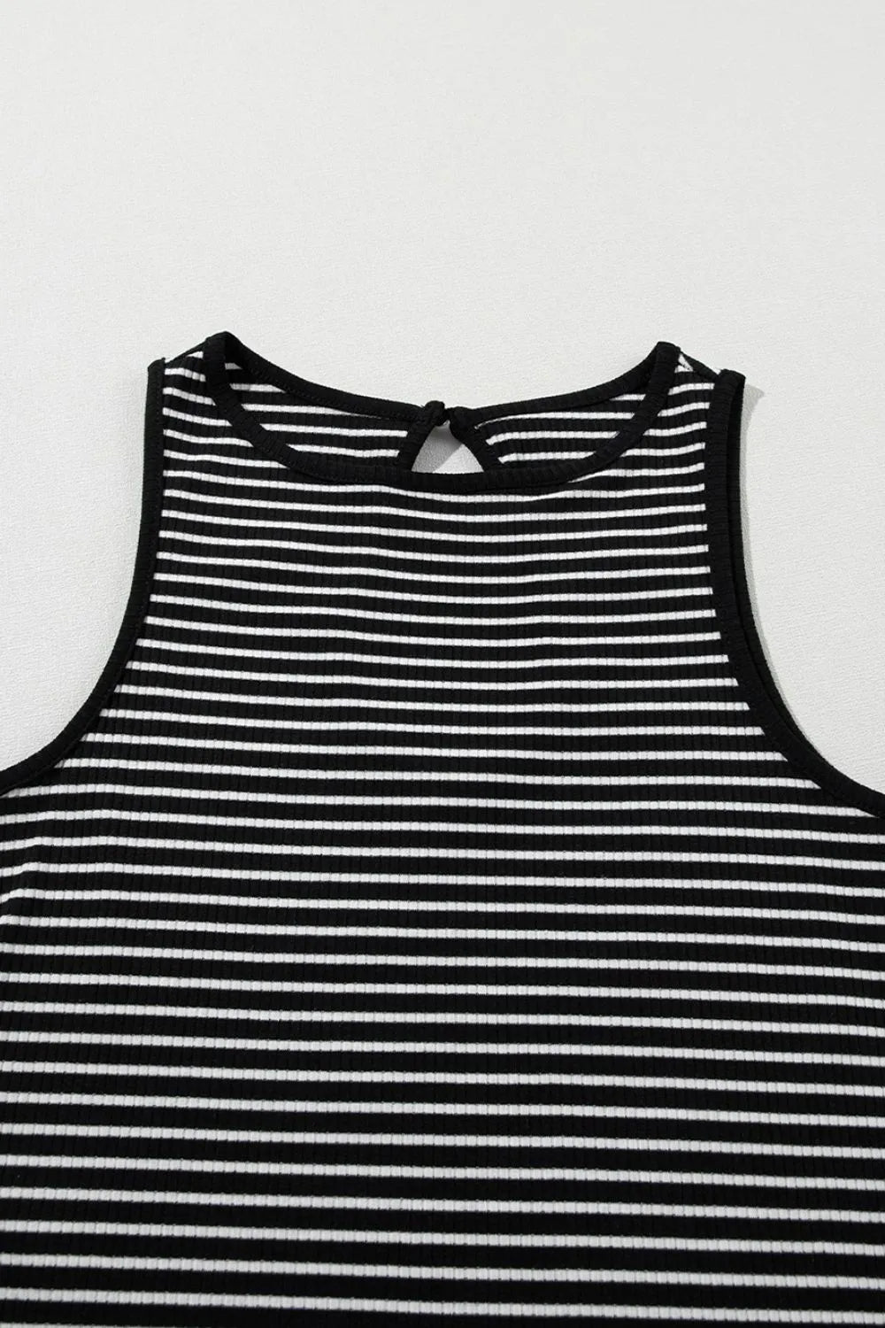 Striped Ribbed Round Neck Tank-Nordavory