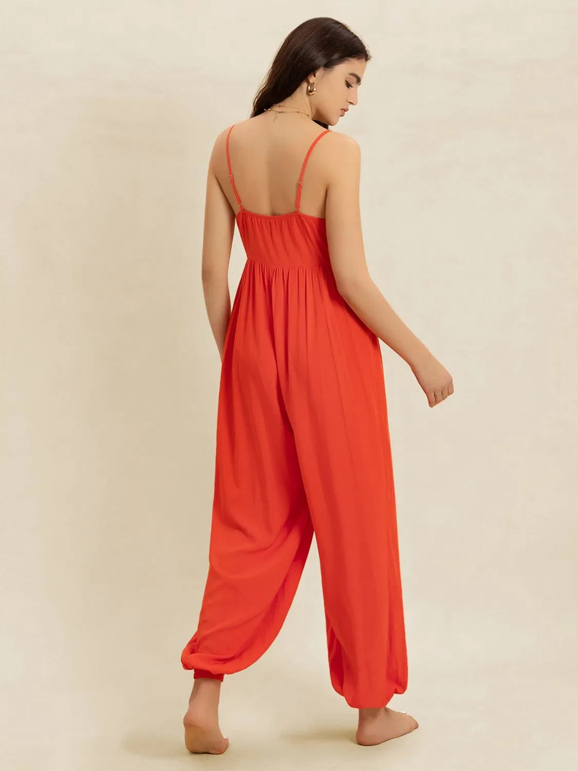 V-Neck Spaghetti Strap Jumpsuit-Nordavory