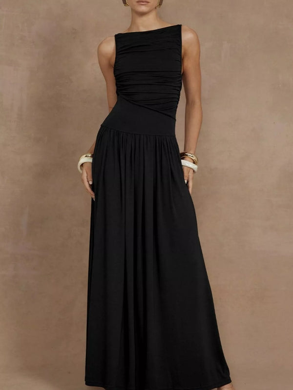 Full Size Ruched Sleeveless Maxi Dress Plus Size-Nordavory