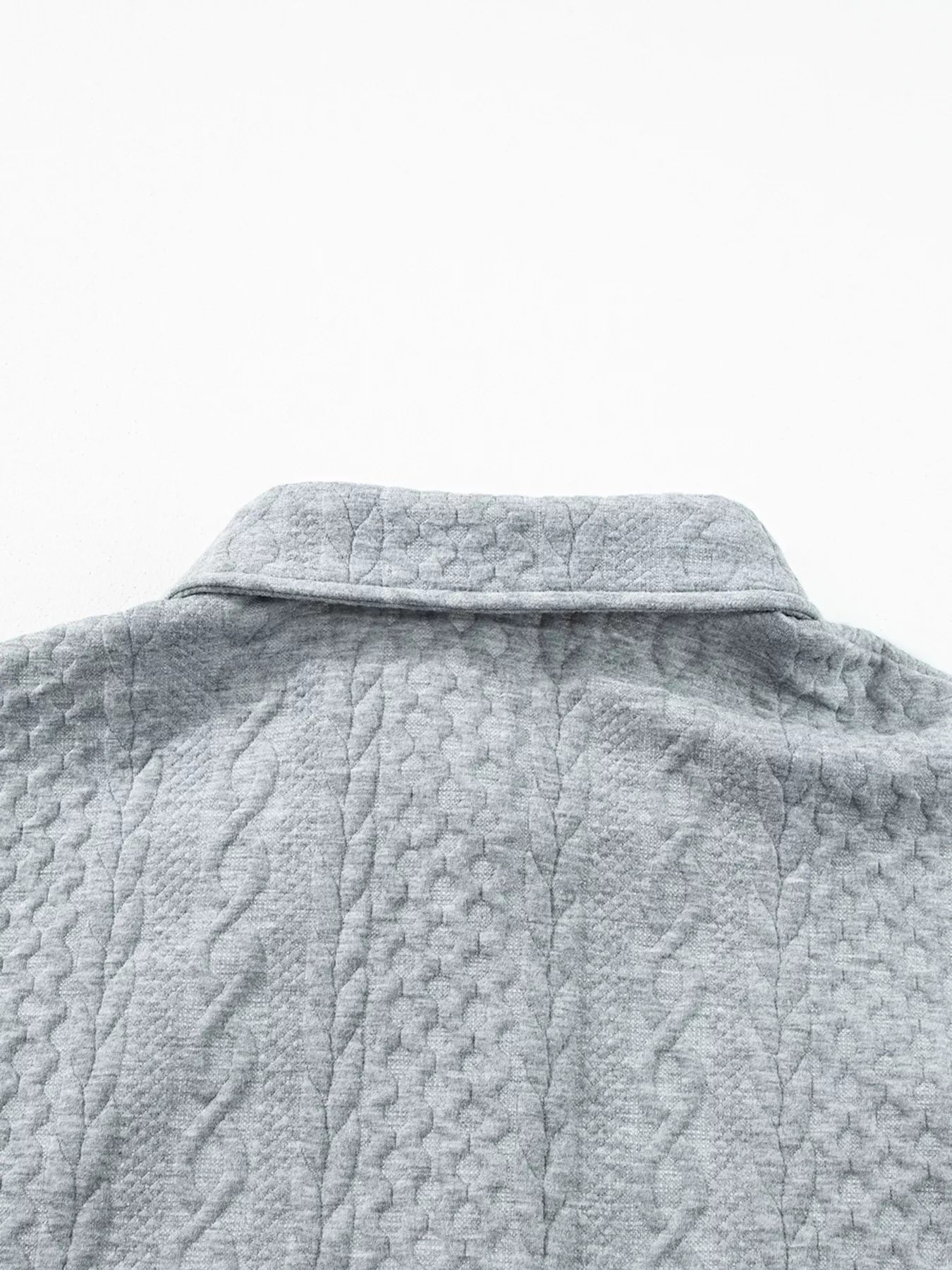 Cable Texture Puff Sleeve Loose Shacket-Nordavory
