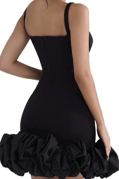 Ruched Square Neck Sleeve Mini Dress-Nordavory