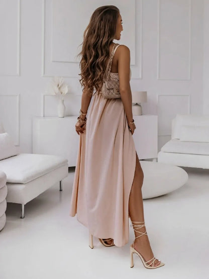 Honey Tied Surplice Sleeveless Midi Cami Dress-Nordavory