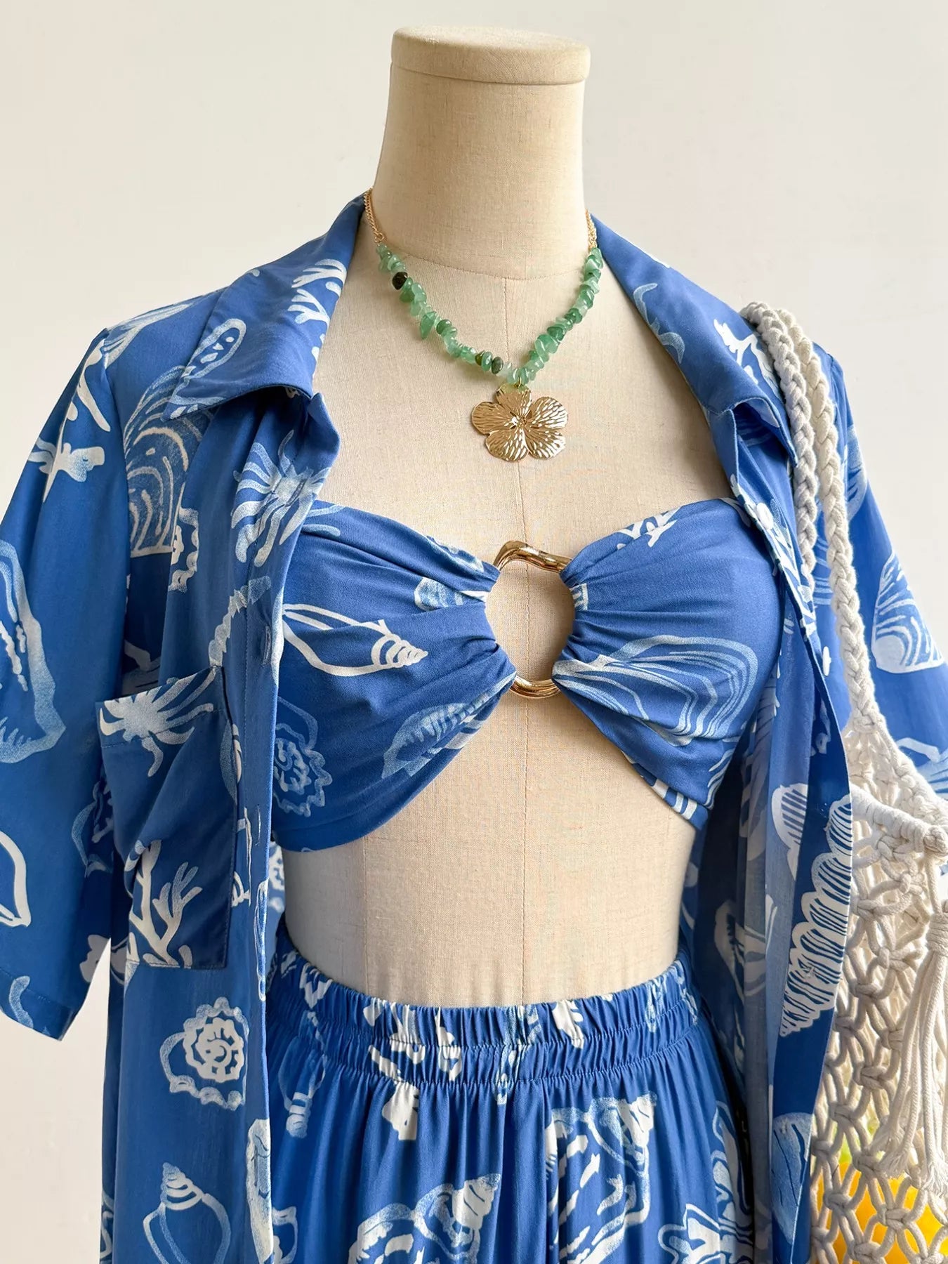 Seashell Print 3-Piece Summer Set-Nordavory