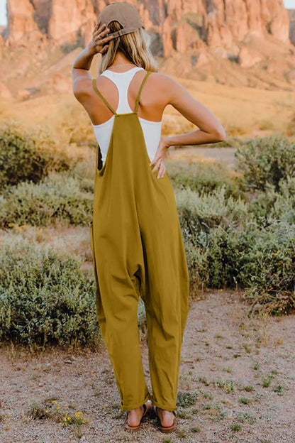 Double Take Full Size V-Neck Sleeveless Jumpsuit with Pockets-Nordavory