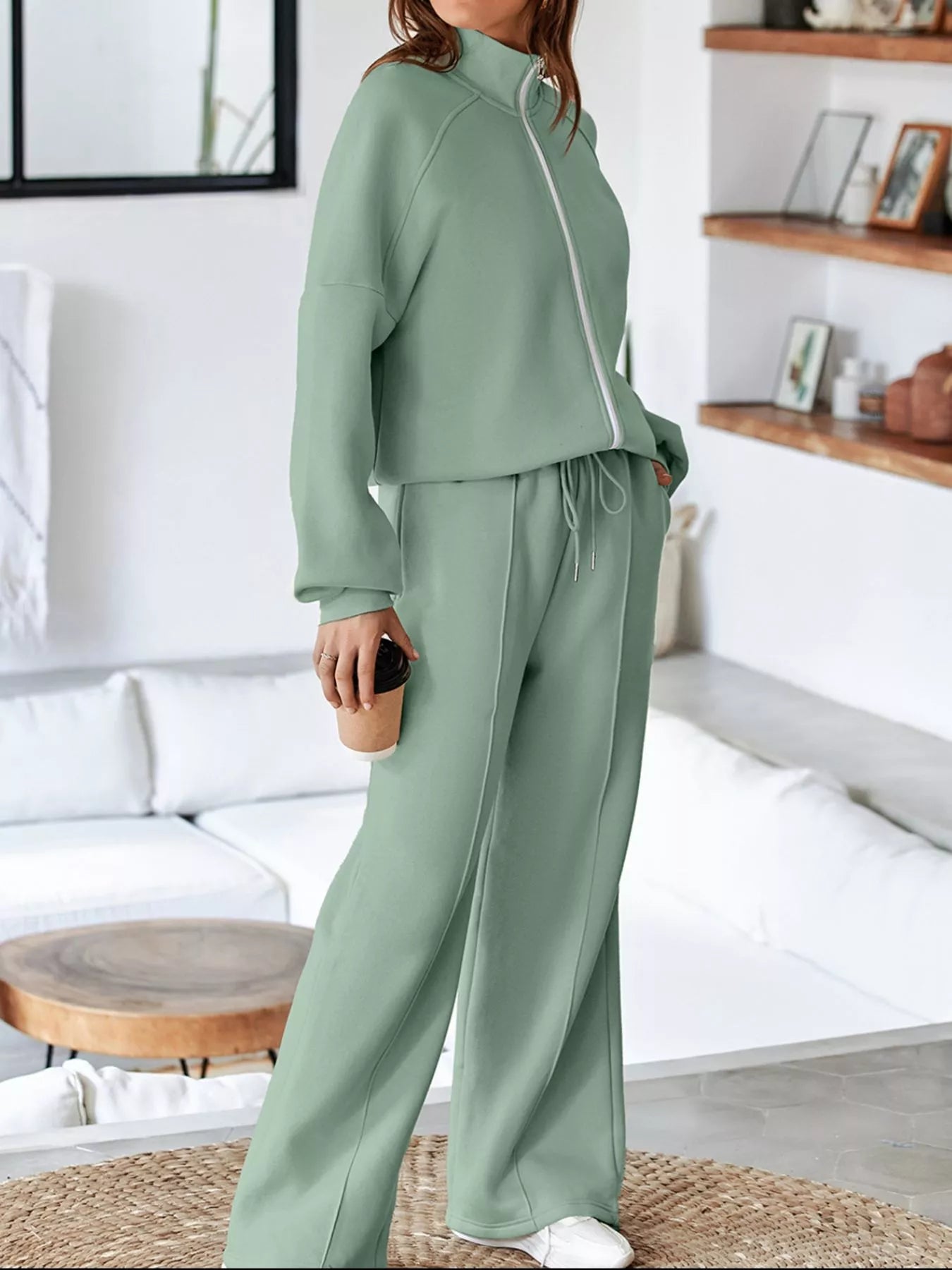 Relaxed Zip-Up Jacket & Drawstring Pants Set – image 32