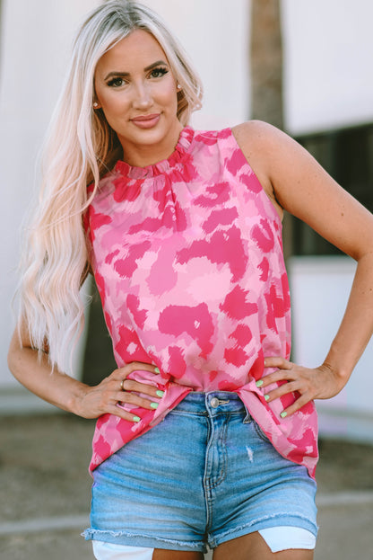 Printed Frill Trim Tank-Nordavory
