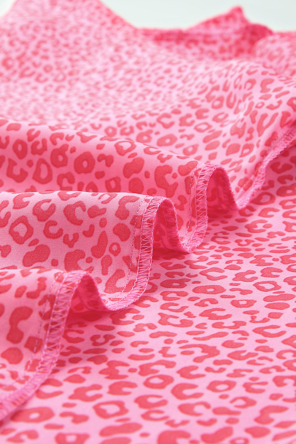 Leopard Smocked Flounce Sleeve Blouse-Nordavory