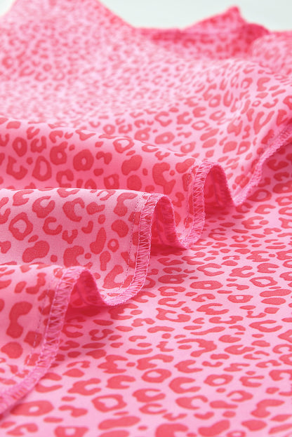 Leopard Smocked Flounce Sleeve Blouse-Nordavory