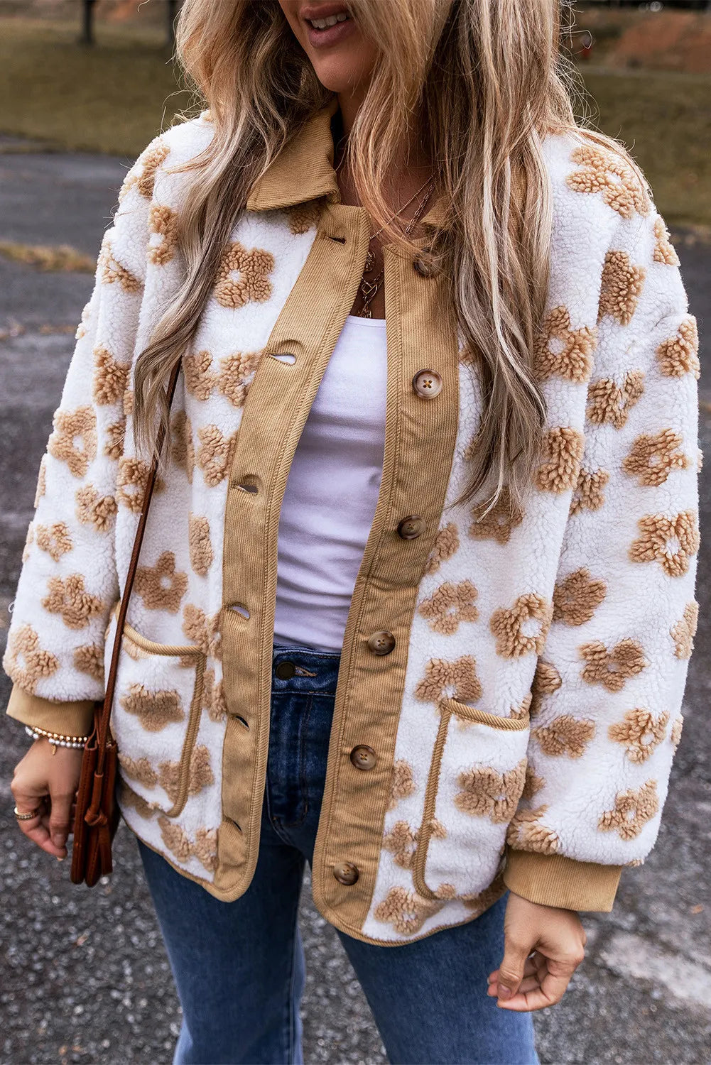 Flower Button Up Long Sleeve Jacket-Nordavory