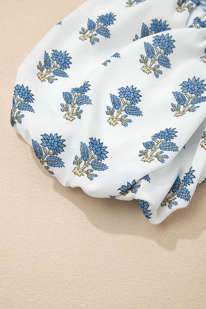 Floral Puff Sleeve Mini Dress with Pockets-Nordavory