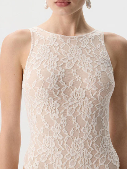 Lace Round Neck Tank-Nordavory