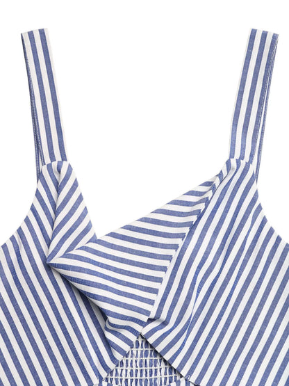 Striped Cutout Knot Front Wide Leg Jumpsuit-Nordavory