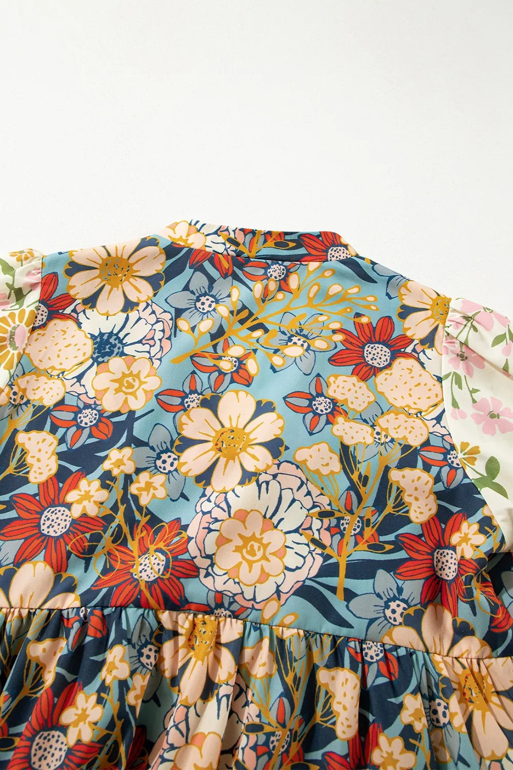 Printed Notched Flounce Sleeve Mini Dress-Nordavory