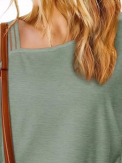 Asymmetrical Neck Half Sleeve T-Shirt-Nordavory