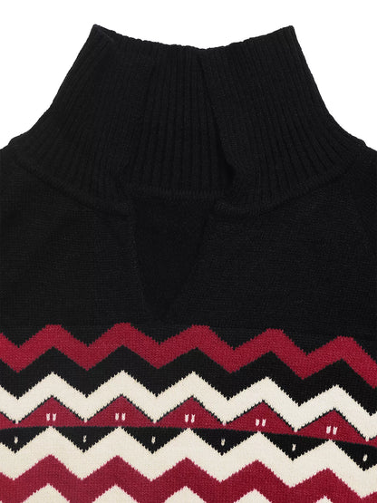 Chevron Pattern Long Sleeve Sweater-Nordavory