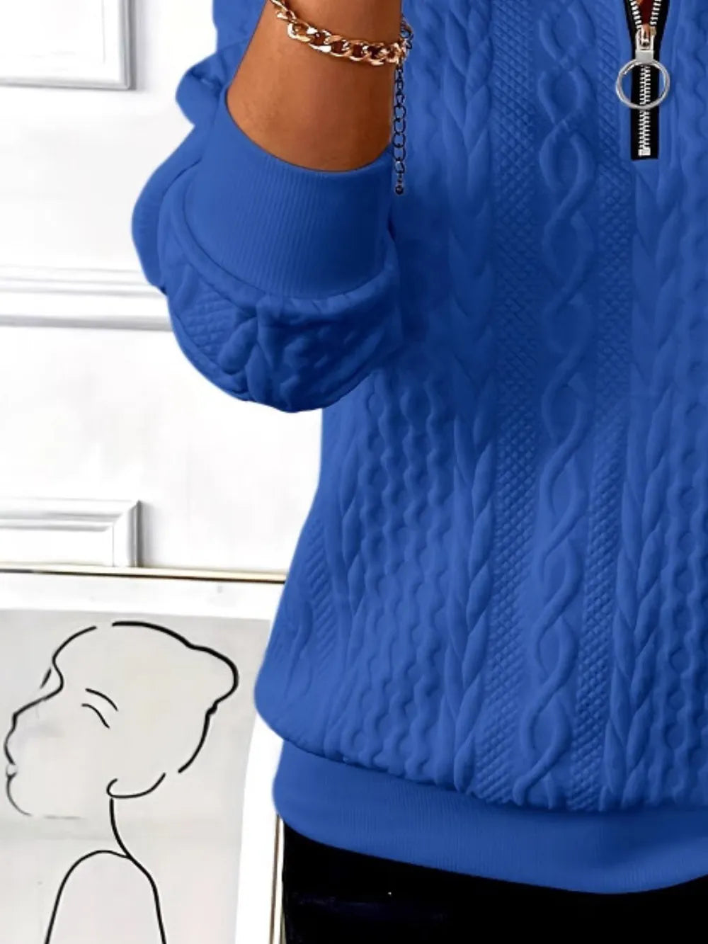 Texture Half Zip Long Sleeve Sweatshirt-Nordavory