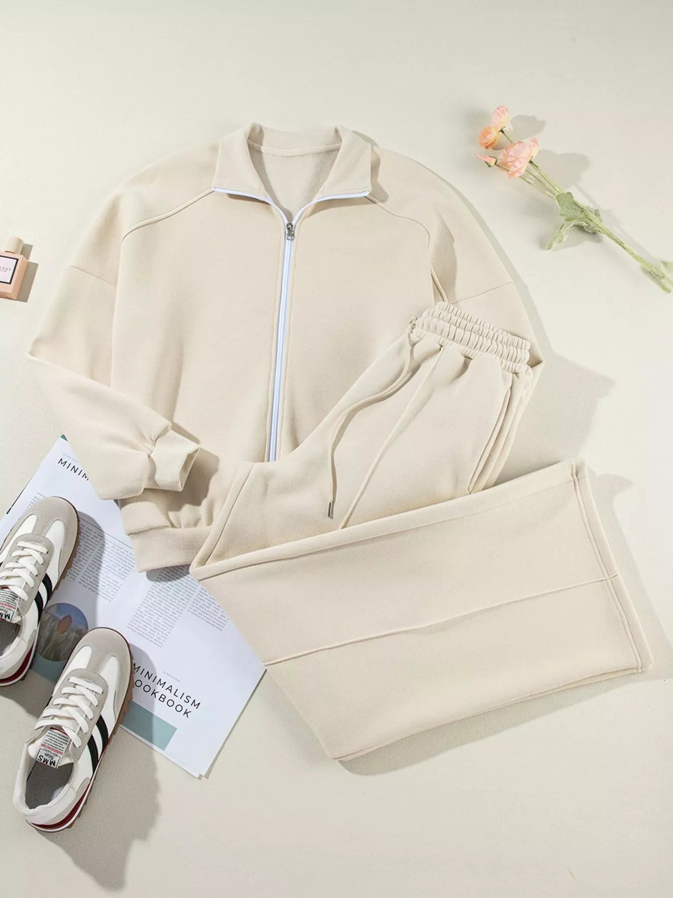 Relaxed Zip-Up Jacket & Drawstring Pants Set – image 6