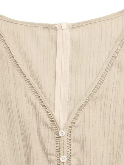 V-Neck Drawstring Waist Wide Leg Jumpsuit-Nordavory
