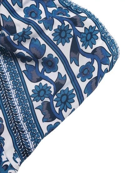 Floral Print Strapless Maxi Dress-Nordavory