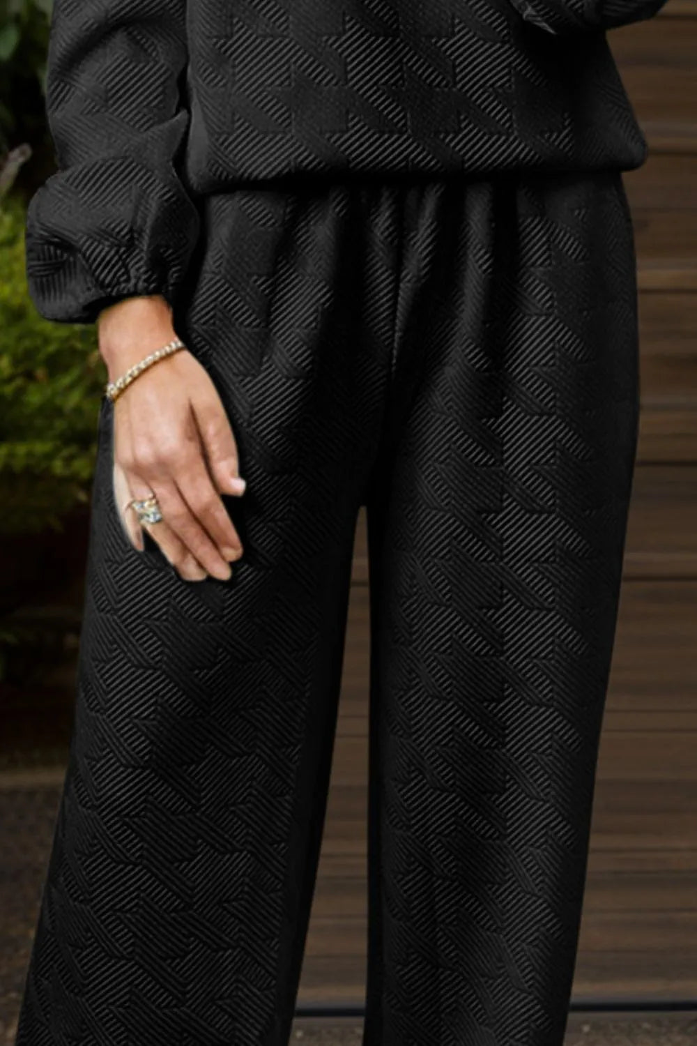 Round Neck Long Sleeve Top and Pants Set-Nordavory